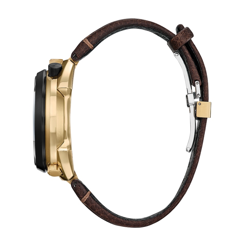 Main Image 3 of Citizen Eco-Drive® Promaster 50th Anniversary Tsuno Brown Leather Strap Watch with Gold-Tone Dial (Model: AV0072-01X)
