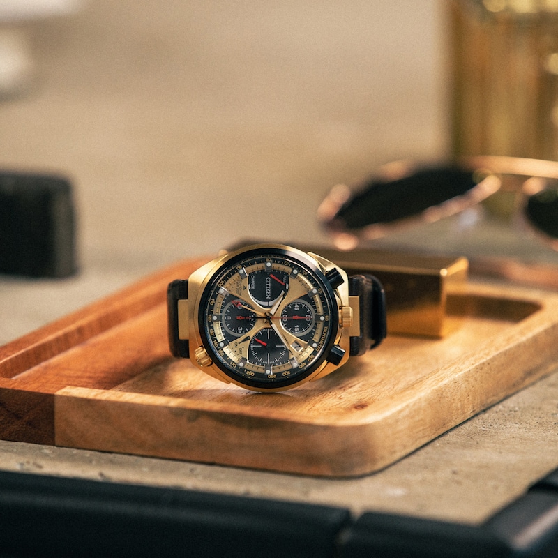 Main Image 6 of Citizen Eco-Drive® Promaster 50th Anniversary Tsuno Brown Leather Strap Watch with Gold-Tone Dial (Model: AV0072-01X)