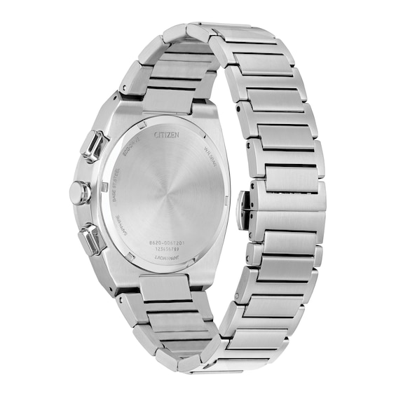 Men's Citizen Eco-DriveÂ® Axiom Chronograph Silver-Tone Watch with Black Dial (Model: Ca4580-50E)
