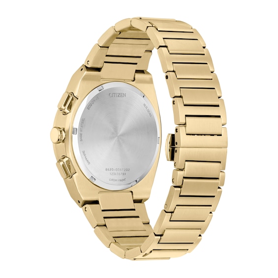 Men's Citizen Eco-DriveÂ® Axiom Chronograph Gold-Tone Watch with Black Dial (Model: Ca4582-54E)