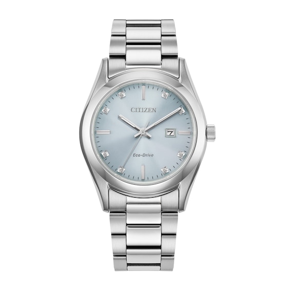 Ladies' Citizen Eco-DriveÂ® Diamond Accent Silver-Tone Watch with Light Blue Dial (Model: Ew2700-54L)