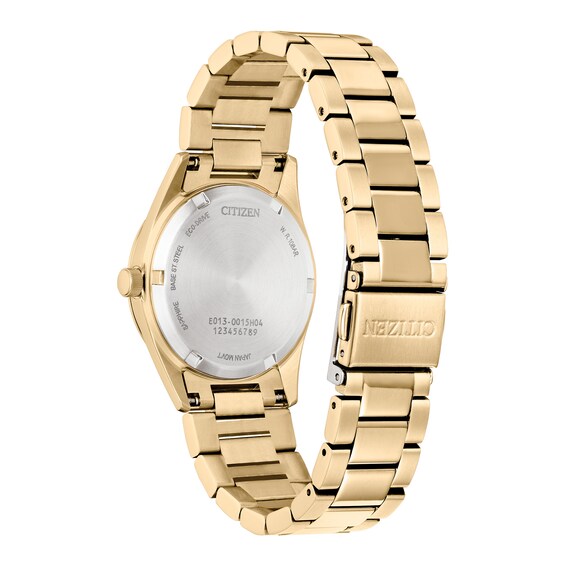 Ladies' Citizen Eco-DriveÂ® Diamond Accent Gold-Tone Watch with Mother-of-Pearl Dial (Model: Ew2702-59D)