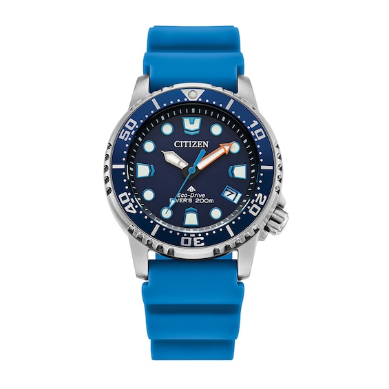 Ladies' Citizen Eco-DriveÂ® Promaster Dive Blue Rubber Strap Watch with Dark Blue Dial (Model: Eo2028-06L)