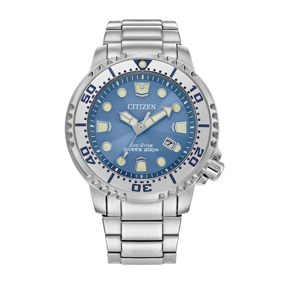 Men's Citizen Eco-Drive® Promaster Marine Watch with Sunray Light Blue Dial (Model: Bn0165-55L)
