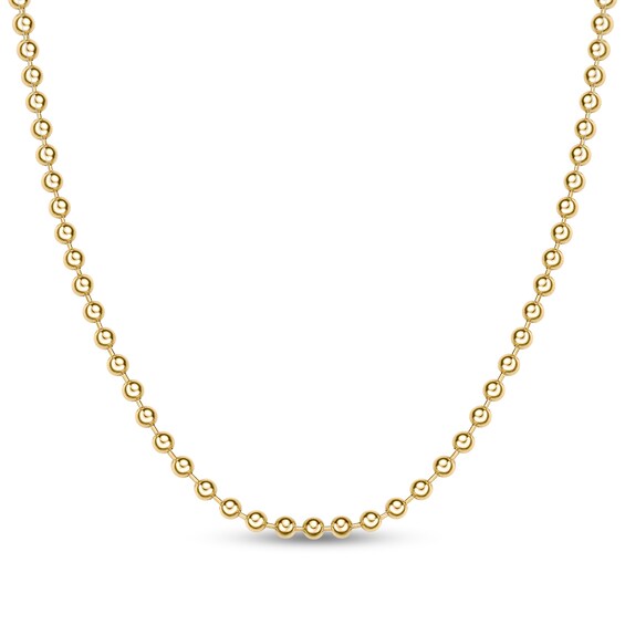 Men's 6.0mm Bead Gold-Tone Chain Necklace in Solid Stainless Steel with Yellow Ion-Plate - 20"