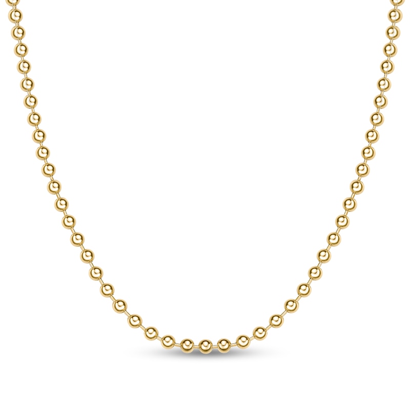 Main Image 1 of Men's 6.0mm Bead Gold-Tone Chain Necklace in Solid Stainless Steel  with Yellow Ion-Plate - 20"