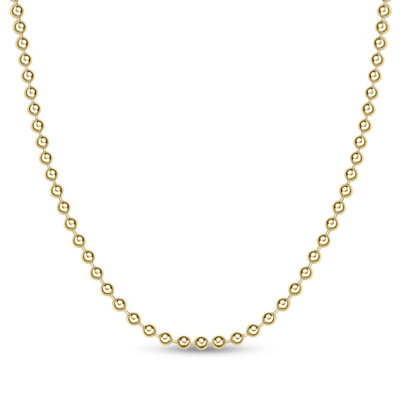 Men's 6.0mm Bead Gold-Tone Chain Necklace in Solid Stainless Steel with Yellow Ion-Plate