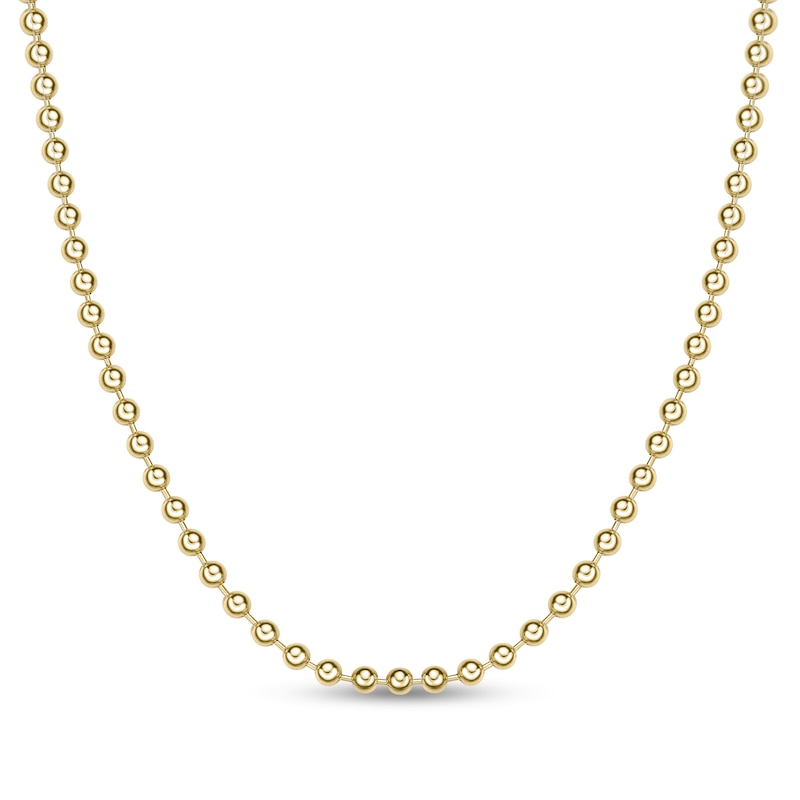 Main Image 1 of Men's 6.0mm Bead Gold-Tone Chain Necklace in Solid Stainless Steel  with Yellow Ion-Plate - 24"