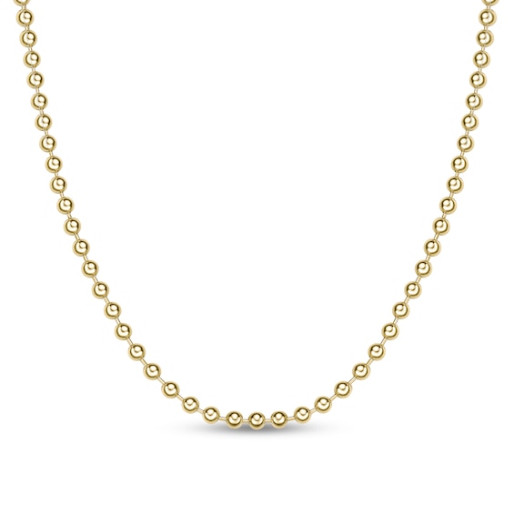 Men's 6.0mm Bead Gold-Tone Chain Necklace in Solid Stainless Steel with Yellow Ion-Plate - 30"