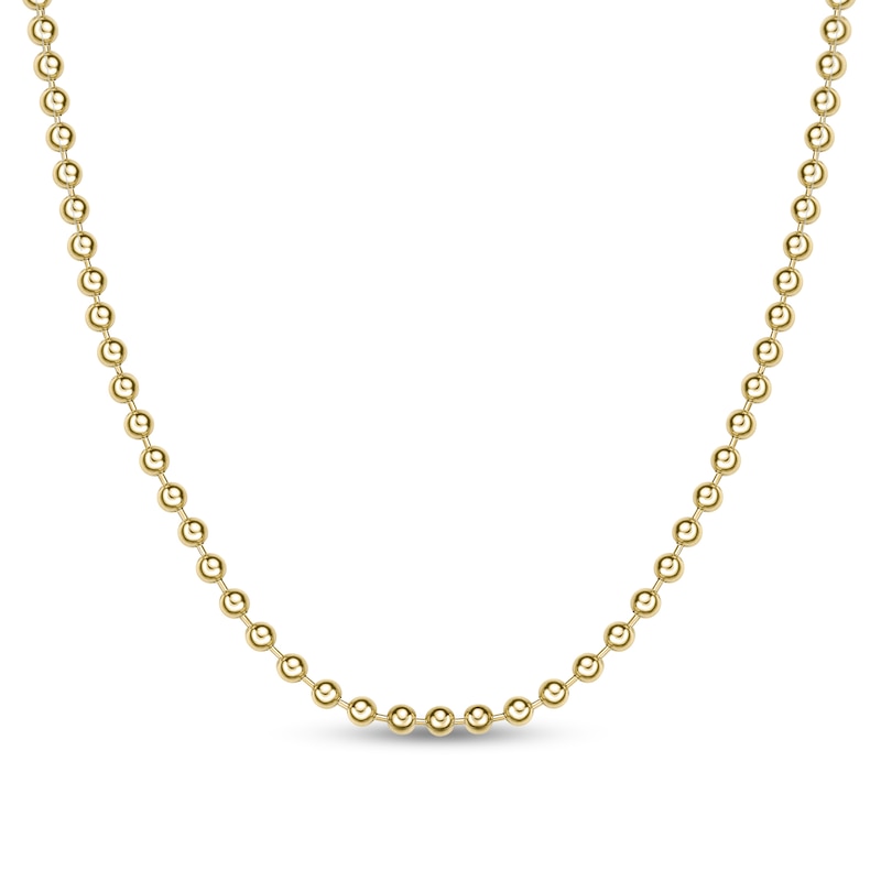 Main Image 1 of Men's 6.0mm Bead Gold-Tone Chain Necklace in Solid Stainless Steel  with Yellow Ion-Plate - 30"