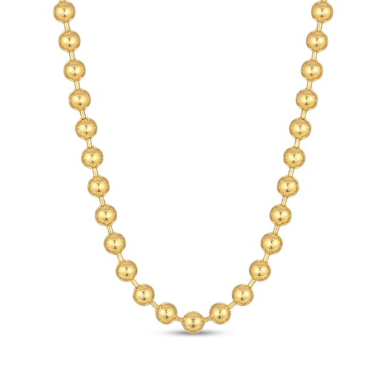 Men's 8.0mm Bead Gold-Tone Chain Necklace in Solid Stainless Steel with Yellow Ion-Plate - 20"