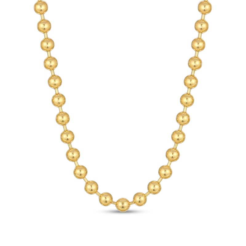 Main Image 1 of Men's 8.0mm Bead Gold-Tone Chain Necklace in Solid Stainless Steel  with Yellow Ion-Plate - 20"