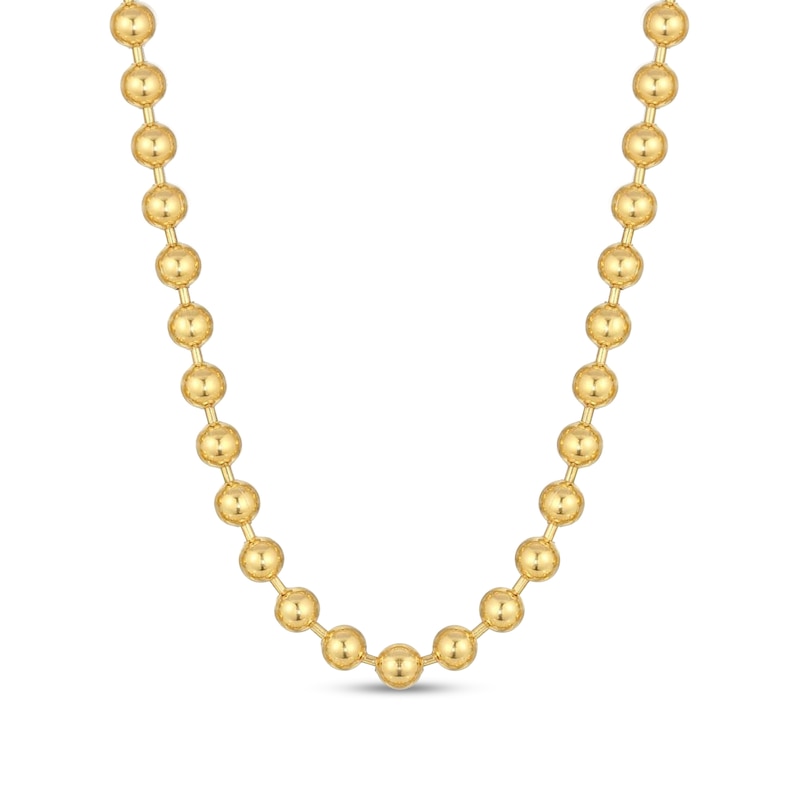 Men's 8.0mm Bead Gold-Tone Chain Necklace in Solid Stainless Steel  with Yellow Ion-Plate - 20"