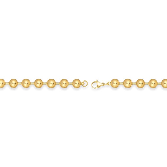Men's 8.0mm Bead Gold-Tone Chain Necklace in Solid Stainless Steel with Yellow Ion-Plate - 20"