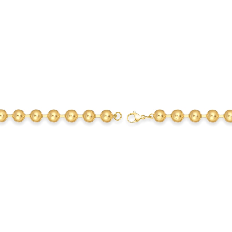 Main Image 2 of Men's 8.0mm Bead Gold-Tone Chain Necklace in Solid Stainless Steel  with Yellow Ion-Plate - 20"