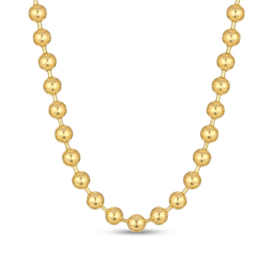 Men's 8.0mm Bead Gold-Tone Chain Necklace in Solid Stainless Steel with Yellow Ion-Plate - 22"