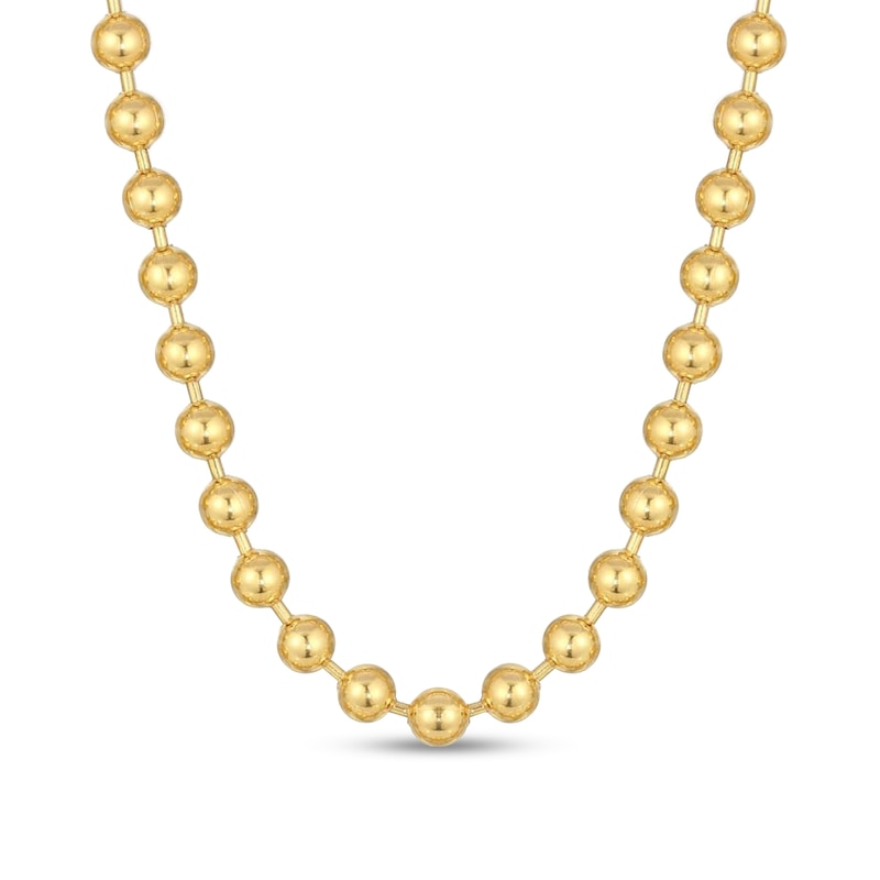 Main Image 1 of Men's 8.0mm Bead Gold-Tone Chain Necklace in Solid Stainless Steel  with Yellow Ion-Plate - 22"