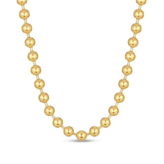 Men's 8.0mm Bead Gold-Tone Chain Necklace in Solid Stainless Steel with Yellow Ion-Plate - 24"