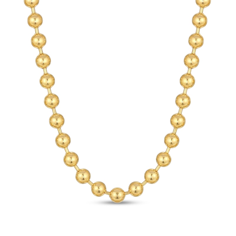 Main Image 1 of Men's 8.0mm Bead Gold-Tone Chain Necklace in Solid Stainless Steel  with Yellow Ion-Plate - 24"