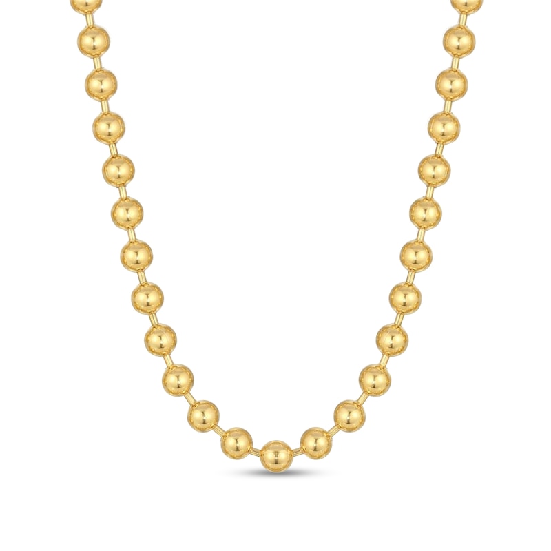 Main Image 1 of Men's 8.0mm Bead Gold-Tone Chain Necklace in Solid Stainless Steel  with Yellow Ion-Plate - 30"