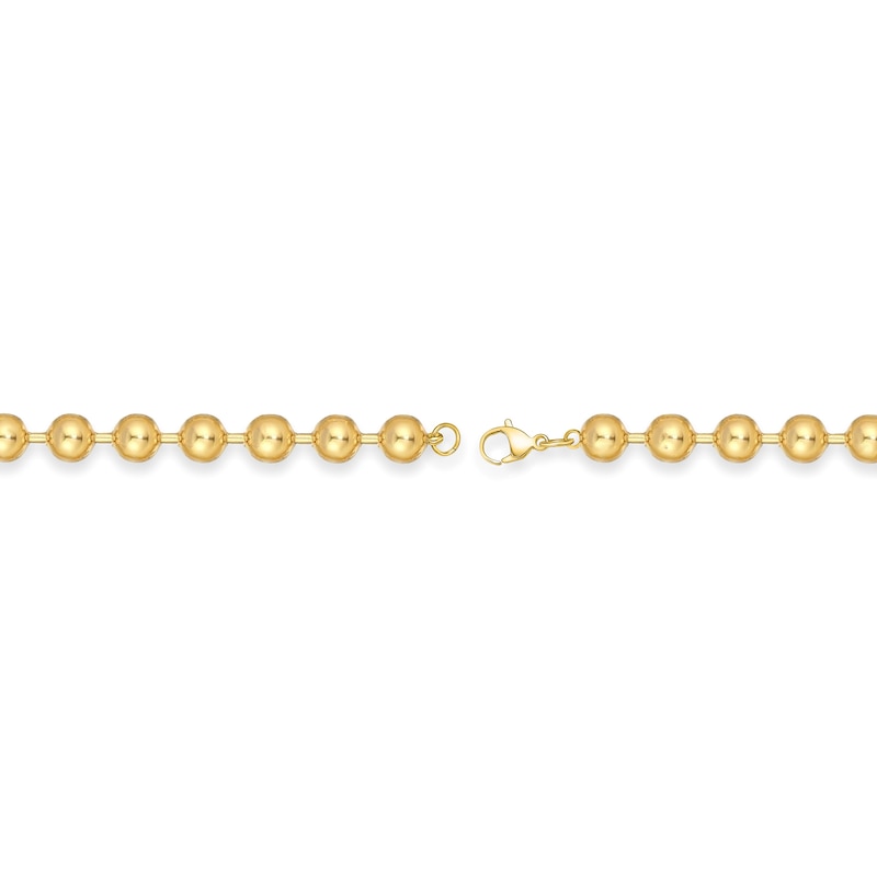 Main Image 2 of Men's 8.0mm Bead Gold-Tone Chain Necklace in Solid Stainless Steel  with Yellow Ion-Plate - 30"