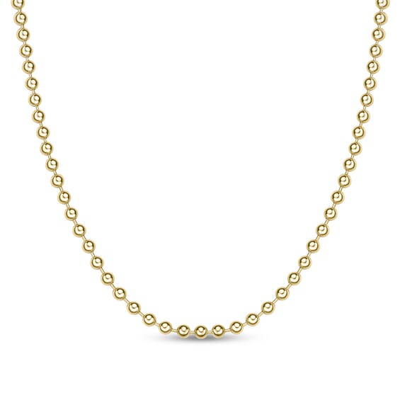 Men's 6.0mm Bead Gold-Tone Chain Necklace in Solid Stainless Steel with Yellow Ion-Plate - 22"