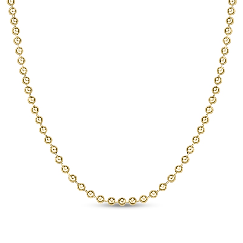 Main Image 1 of Men's 6.0mm Bead Gold-Tone Chain Necklace in Solid Stainless Steel  with Yellow Ion-Plate - 22"