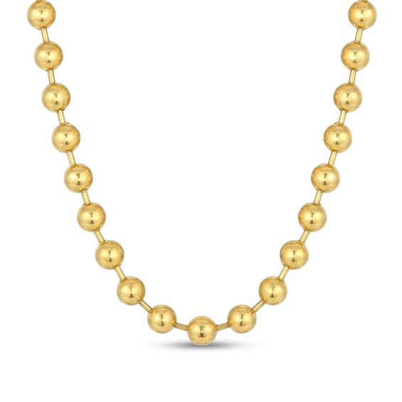 Men's 10.0mm Bead Gold-Tone Chain Necklace in Solid Stainless Steel with Yellow Ion-Plate - 20"