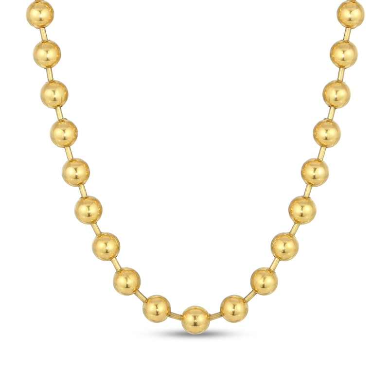Main Image 1 of Men's 10.0mm Bead Gold-Tone Chain Necklace in Solid Stainless Steel  with Yellow Ion-Plate - 20"