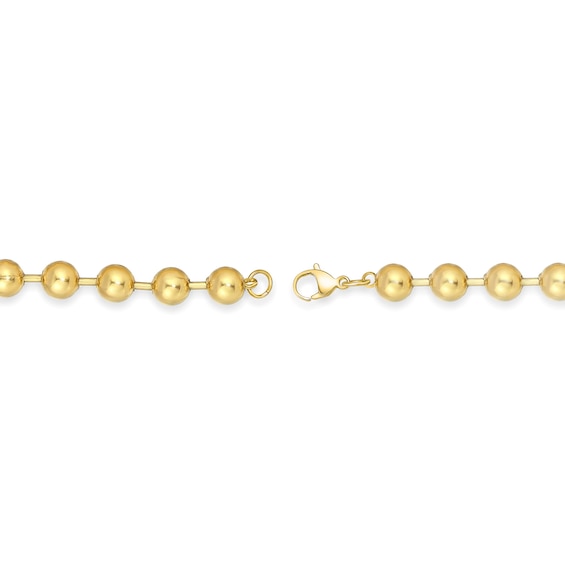 Men's 10.0mm Bead Gold-Tone Chain Necklace in Solid Stainless Steel with Yellow Ion-Plate - 20"
