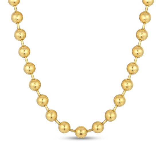 Men's 10.0mm Bead Gold-Tone Chain Necklace in Solid Stainless Steel with Yellow Ion-Plate