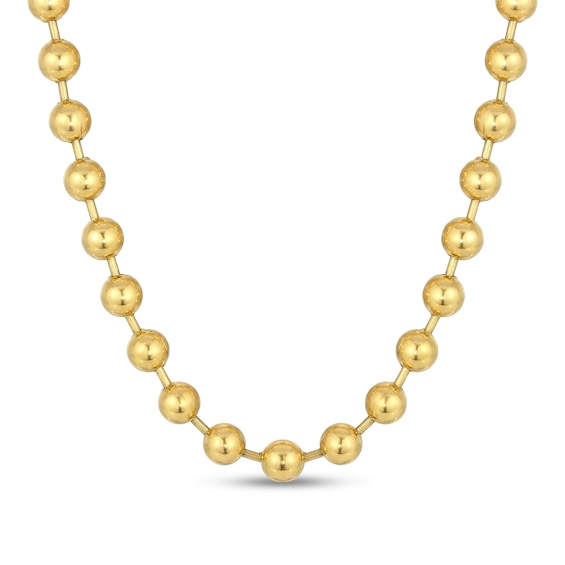 Men's 10.0mm Bead Gold-Tone Chain Necklace in Solid Stainless Steel with Yellow Ion-Plate - 22"