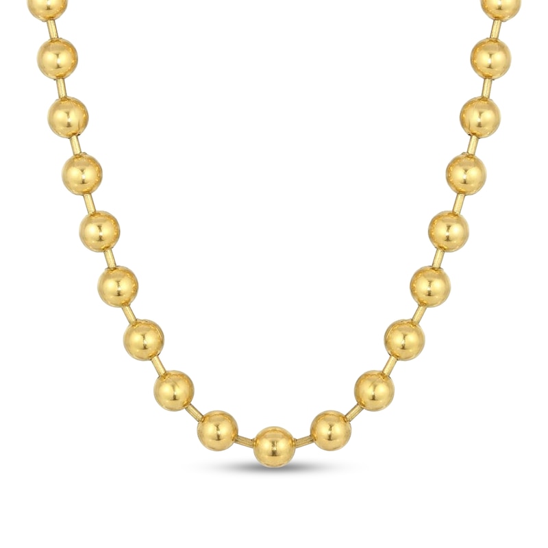 Main Image 1 of Men's 10.0mm Bead Gold-Tone Chain Necklace in Solid Stainless Steel  with Yellow Ion-Plate - 22"