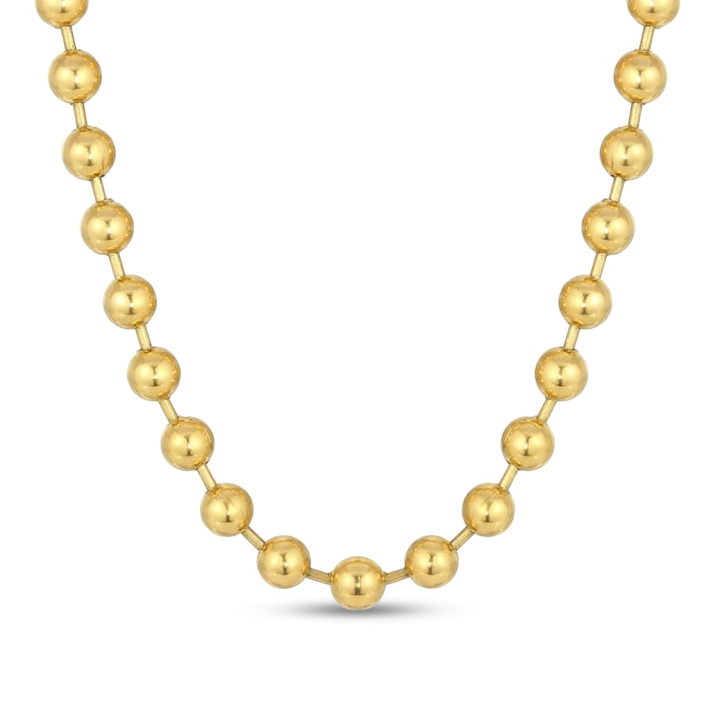 Men's 10.0mm Bead Gold-Tone Chain Necklace in Solid Stainless Steel  with Yellow Ion-Plate - 22"