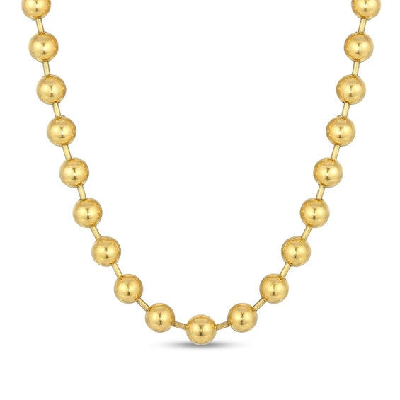 Men's 10.0mm Bead Gold-Tone Chain Necklace in Solid Stainless Steel with Yellow Ion-Plate - 24"