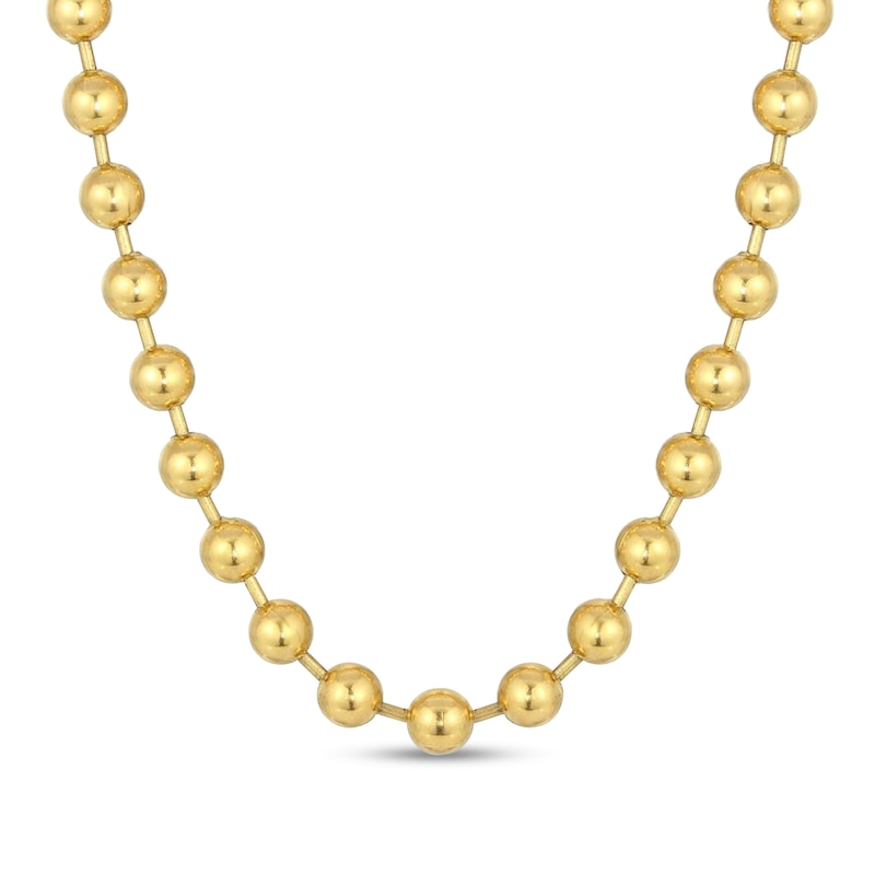 Main Image 1 of Men's 10.0mm Bead Gold-Tone Chain Necklace in Solid Stainless Steel  with Yellow Ion-Plate - 24"