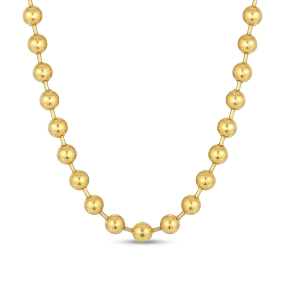 Men's 10.0mm Bead Gold-Tone Chain Necklace in Solid Stainless Steel with Yellow Ion-Plate - 30"
