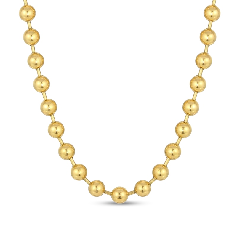 Main Image 1 of Men's 10.0mm Bead Gold-Tone Chain Necklace in Solid Stainless Steel  with Yellow Ion-Plate - 30"