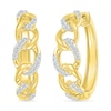 Thumbnail Image 1 of 1/6 CT. T.W. Diamond Curb Chain Hoop Earrings in Sterling Silver with 10K Gold Plate