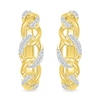 Thumbnail Image 2 of 1/6 CT. T.W. Diamond Curb Chain Hoop Earrings in Sterling Silver with 10K Gold Plate