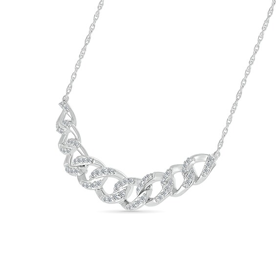 1/3 CT. T.w. Diamond Curb Chain Bar Necklace in Sterling Silver