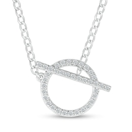 1/5 CT. T.W. Diamond Circle Toggle Necklace in Sterling Silver - 20"