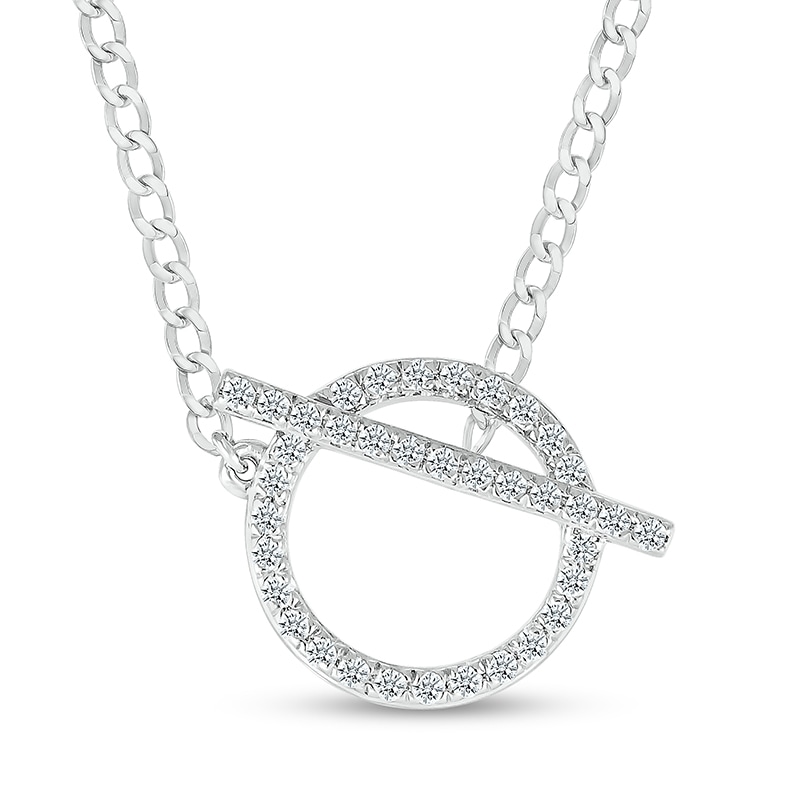 Main Image 1 of 1/5 CT. T.W. Diamond Circle Toggle Necklace in Sterling Silver - 20"