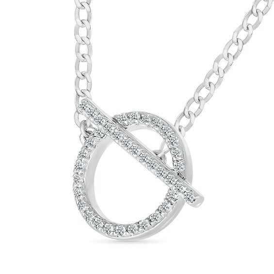 1/5 CT. T.w. Diamond Circle Toggle Necklace in Sterling Silver - 20"