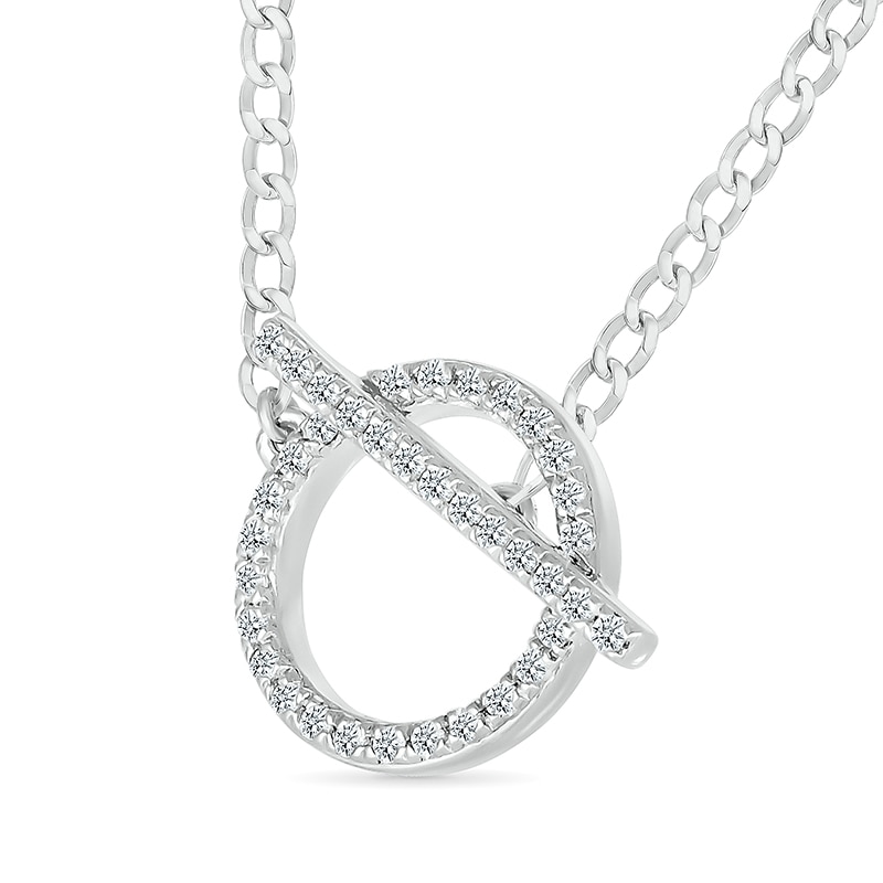 Main Image 2 of 1/5 CT. T.W. Diamond Circle Toggle Necklace in Sterling Silver - 20"