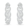 Thumbnail Image 2 of 1/3 CT. T.W. Diamond Curb Chain Hoop Earrings in Sterling Silver