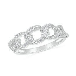 1/5 CT. T.W. Diamond Curb Chain Ring in Sterling Silver