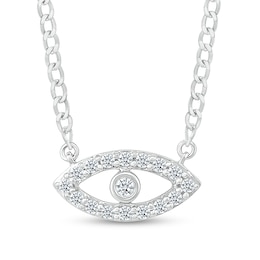 1/10 CT. T.W. Diamond Evil Eye Necklace in Sterling Silver - 20"