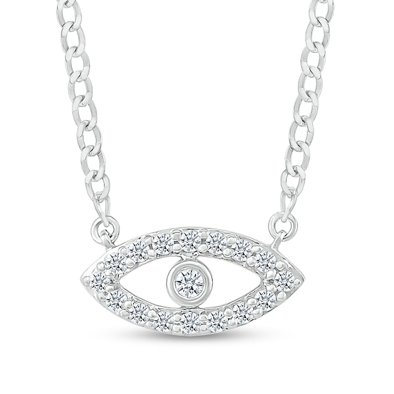 1/10 CT. T.w. Diamond Evil Eye Necklace in Sterling Silver - 20"