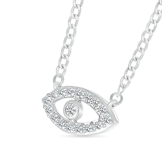 1/10 CT. T.w. Diamond Evil Eye Necklace in Sterling Silver - 20"